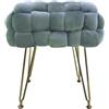 Marvin Pouf in Velluto Intrecciato con Gambe in Metallo Oro Cromato Sophie Poggiapiedi Sgabello per Casa Soggiorno Camera da Letto Salotto Divano Tavolino Quadrato Poltrona (Grigio/Oro)