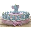 Viale Magico Elefantino Bimba Statuina con Corona Torta Bomboniere Nascita Pensierini Primo Compleanno Originali Bimba (Torta da 20 Pezzi)