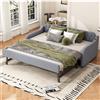 Moimhear Divano letto imbottito 90/180x200 cm con letto estraibile, con porta USB, con rete a doghe (grigio, Stile 1, 90/180x200 cm)