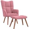 vidaXL Poltrona Relax con Poggiapiedi Rosa in Velluto