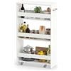 GIANTEX Carrello per Nicchia con Ruote, 4 Livelli，Carrello di Servizio Stretto Salvaspazio, da Bagno, Scaffale da Cucina Sottile 47,5 x 20 x 80,5 cm (Bianco+Bianco, Largo 20 cm)