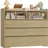 FOREHILL Cassettiera Camera da letto, Cassettiera con 6 Cassetti, Comò con 2 Scomparti Aperti Moderno, per Camera da Letto, Corridoio, Soggiorno, Ufficio, 120x40x100cm (Rovere)