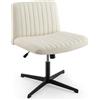 COSTWAY Sedia Ufficio Senza Ruote, Sedia da Scrivania con Sedile Imbottito, con Funzione a Dondolo 100°-120°, Girevole 360°, Altezza Regolabile, Sedia Ergonomica Portata 150 kg (Beige)