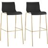 CLP Sgabelli da Bar 2 pezzi con schienale Hover, seduta in plastica, struttura in metallo color oro, fino a 150 kg, Colore:nero