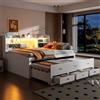 Soweiz Divano letto, letto giornaliero, con telecomando a LED, 3 cassetti, ripiano comodino, letto estraibile multifunzione con USB+Type-c, senza materasso, bianco (140 x 200 cm)