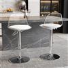 Generic Set di 2 sgabelli da bar girevoli in acrilico, senza braccioli, idraulici, con seduta in pelle PU, schienale trasparente, per cucina, ristorante, bar