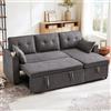 Luscriate Divano letto con funzione di sonno, grande spazio di archiviazione, divano a forma di L, trasformabile a sinistra e a destra, colore grigio, 3 posti (Grey+ Linen, 3 posti)