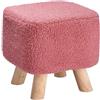 Totò Piccinni Pouf Sgabello poggiapiedi con gambe in legno (Velluto Rosa, Quadrato h 27,5)