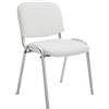 CLP Sedia Ospite Ken C Imbottita I Sedia Attesa In Similpelle E Metallo Cromato I Sedia Impilabile Carico Max 120 KG, Colore:bianco