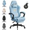 WOLTU Sedia da gaming, Sedia Gaming Ergonomica con Ruote Silenziose, Altezza e Inclinazione Regolabile, con Braccioli Sincronizzati e Poggiapiedi, in Tessuto Scamosciato, Blu