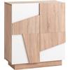MyosHome - Mobile Buffet Comò in Rovere e Bianco 80 x 89 x 36 cm Odin - Mobile d'Ingresso, Buffet per Soggiorno, Mobile d'Ingresso.
