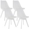 CLP Set 4 sedie da pranzo Linares imbottite con schienale e struttura in faggio sedie cucina con protezioni per il pavimento Colore:bianco/bianco;Materiale:Plastica