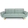 SAMIRA Divano Letto clic clac in Tessuto Verde Tiffany - Divano 3 posti mod. Ambra piede legno naturale