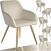 tectake® Set 6 Sedie Sala da Pranzo Effetto Velluto, Sedie Soggiorno con Morbida Imbottitura, Seduta Ergonomica, Poltrone Velluto Versatili, Sedie Design Moderno- Crema/Oro