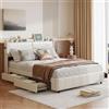 TIMORWTF Letto 160 x 200 Rete e Conservazione, Telaio imbottito USB 4 Cassetti Facile da montare, PU Bianco