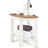 COSTWAY Sgabello Doccia, Sedia da Bagno Angolare in Polietilene con Ripiano, Sedile Multiuso a 2 Livelli per Uso Interno o Esterno, 32,5x32,5x43,5 cm, Capacità di Peso 150 kg (Marrone)