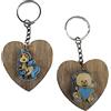 DLM Bomboniere DLM33053 (Kit 12 Pezzi) Portachiavi Ciondolo Cuore in Legno Cuoricino Orso Orsetto Unicorno Azzurro Bimbo Nascita Battesimo Compleanno Confettata bomboniera Regalo