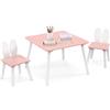 LIFEZEAL Tavolino Bambini, Tavolino e Sedie per Bambini 3-6 Anni, Tavolo Bambini con 2 Sedie con Schienale a Forma di Coniglio, Set Tavolo e Sedie in Legno, Set per Cameretta, Carico 20/40 kg (rosa)