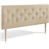 marcKonfort Testiera di Tessuto Oslo 140X100, Beige, Gambe di Legno, Kit Montaggio Incluso