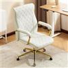 Ckaff Sedia Ufficio Ergonomica, Poltrona Direzionale in Pelle PU, Sedia da Ufficio con Seduta Ampia, Sedie Scrivania Reclinabile Girevoli Altezza Regolabile 136kg, Bianco