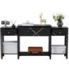 GuannCraft Tavolo d'ingresso con 3 cassetti in legno, moderno consolle per il foyer, organizer per corridoio, moderno tavolo d'accento con ripiano inferiore (marmo nero)