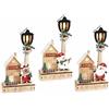 Gruppo Maruccia - Casette Natalizie in Legno con Lampione Luminoso - Decorazioni da Appoggiare - Segnaposto per la Tavola di Natale