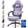 Dowinx - Sedia da gaming in tessuto per ufficio con cuscino a molle, sedia da gioco massaggiante per gamer con poggiatesta, seggiolino ergonomico da corsa da gaming con poggiapiedi (Lilla)