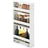 GIANTEX Scaffale per Nicchia da 20 cm di Larghezza, con Base di Ricarica, 4 Piani in Legno su Ruote, Scaffale Sottile per Cucina e Bagno, Carrello a Rotelle (Bianco+Bianco, Largo 13 cm)