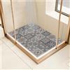 Surwin Tappetino da Doccia Antiscivolo, Stile Marocchino Boho Tappetino da Bagno in Luffa PVC, Morbida Tappeto Antiscivolo Lavabile Asciugatura Rapida Tappetino da Doccia (60x80cm,Grigio-Blu)