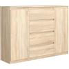 meble masztalerz Cassettiera Camera da Letto con 2 Ante e 4 Cassetti - Credenza Soggiorno - Moderna Comò - Cassettiera Alta - Mobiletto con Cassetti - Sonoma 138,6 x 101,5 x 39 cm