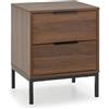 HOMN LIVING Comodino Auri con 2 cassetti, Colore Noce, 50 cm (Larghezza) 40 cm (profondità) 55 cm (Altezza)
