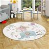 Pergamon Maui Kids - Tappeto Bambini - Animali Divertenti - Crema - Rotondo - 3 Dimensioni