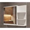 FreshYou Mobiletto a specchio 60x50 bianco, per il bagno con mensole, specchio da bagno, mobiletto sospeso - da parete - destra
