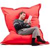 Avalon - Puff Poltrona Sacco Cuscino Gigante Thin 600L Deluxe Sfoderabile, Pouf Sacco Sartoriale, Bean Bag Tessuto Antistrappo/Impermeabile con Sacca Interna, Made in Italy (200x140cm-Rosso)