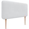 DHOME Testiera Imbottita Liscia Arrotondata in Tessuto Aqualine con Gambe per Parete Acustica Testate Letto Fonoassorbenti Camera da Letto (Bianco, 110cm)