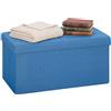 HOMCOM Puff contenitore, panca contenitore pieghevole, 84 L, 76x38x38 cm, rivestimento in lino sintetico, baule contenitore, carico 120 kg, sgabello per soggiorno, camera da letto, ingresso, azzurro