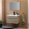 Kiamami Valentina - Mobile Bagno Sospeso 80Cm 2 Ante Rovere Brown, Specchio 80X60 | Silvia