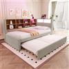Kebnor Divano letto estraibile 90 x 190 cm, con presa USB e molti scomparti, letto imbottito, divano letto multiuso, letto singolo (grigio chiaro, 90 x 200 cm)