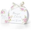 FERDINANDO FAMA' FAMÀ - Scatoline Portaconfetti Matrimonio Semicerchio Roselline Rosa - Bomboniera Personalizzabile in Cartoncino Pregiato - 24 Scatoline + 24 Tag