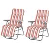 Outsunny Sedia Sdraio da Spiaggia da 2 Pezzi Pieghevole e Reclinabile, Lettino Prendisole da Giardino con Cuscino Imbottito, Arancione