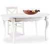 L'Aquila Design Arredamenti Classico Tavolo da Pranzo Shabby Chic Bianco Ovale allungabile con intarsio 160x110 1289