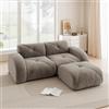Trdlpyn Divano Modulare con Chaise Longue, Divano Componibile a 2 posti in Velluto Chenille, Poltrona a L, Base Antiscivolo, Non necessita di Montaggio(Marrone)Divano senza ossa completamente compresso