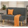 Blishom Divano a 2 posti, piccolo loveseat con rivestimento effetto velluto a coste, divano compatto salvaspazio per camera da letto, soggiorno, appartamento, 117x56x76cm, Grigio
