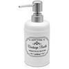 Inbagno Dispenser Sapone Liquido Bagno in Ceramica Bianca con Stampe a Contrasto Nere, Stile Vintage Shabby, capacità 400 ml