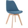CLP Sedia da pranzo Linares Plastic I Tessuto I Velluto I Corda I Aspetto pelle I Poltrona con struttura in legno, Colore:blu, Materiale:Stoffa
