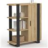 IDMarket - Credenza PHOENIX a 3 ripiani con armadio, 70 cm, legno e nero