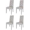 t m c s Tommychairs - Set 4 sedie Chantal per cucina e sala da pranzo, struttura legno di faggio grigio chiaro, seduta e schienale con bottoni imbottiti e rivestiti in pelle artificiale grigio chiaro