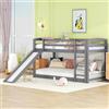 Huayz Letto a castello 90 x 200 cm, per bambini e ragazzi, culla con scivolo, telaio in legno massiccio, montaggio semplice (grigio)