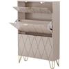 UEV Scarpiera Salvaspazio Slim con 3 Scomparti, 80x24x120cm, Beige Mocca