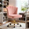 Fiximaster HomeOffice - Sedia da scrivania girevole, regolabile in altezza, in velluto, gambe dorate per studio, camera da letto, portata fino a 135 kg (grigio chiaro) (Rosa)